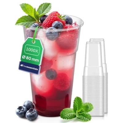 Afbeelding van Inoverse 1000 stuks plastic bekers, drinkbekers, 0,3 l, transparante uitschenkbekers, feestbekers, feestservies, bierbekers, waterbekers