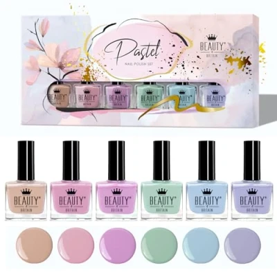 Afbeelding van Set van 6 Klassieke Pastelkleuren Nagellak 10 ml, Langdurig Draagbare Nagellak, Gemakkelijke Applicatie door Beauty4Britain