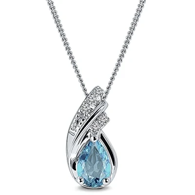 Afbeelding van Miore Hemelsblauw Topaas met Diamanten Ketting Dames Conflictvrije Edelstenen 9 Karaat Kleur Witgoud Handgemaakte Hoogwaardige Sieraden