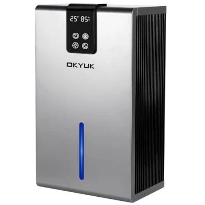 Afbeelding van Luchtontvochtiger, elektrisch, 2700 ml, luchtontvochtiger voor thuis, met automatische uitschakeling, 7 kleuren ledlicht, ideaal camper, badkamer, slaapkamer, kelder (grijs)