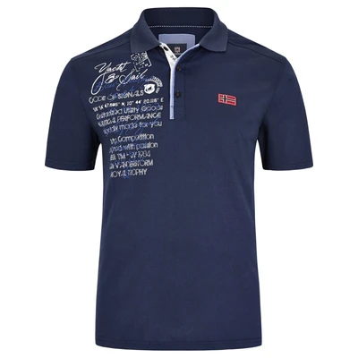 Afbeelding van Jan Vanderstorm loose fit polo Plus Size JANO met printopdruk donkerblauw