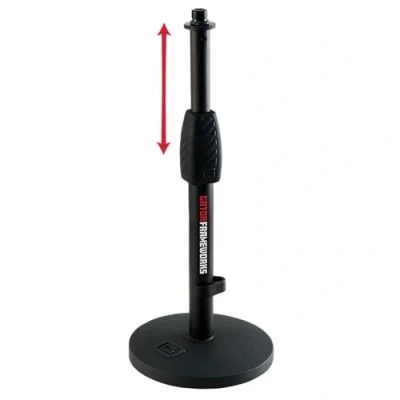 Afbeelding van Gator Frameworks GFW Mic 0601 Weighted Round Based Short Desktop Stand Deluxe met hoogte verstelbaar.