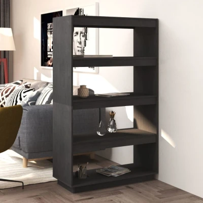 Afbeelding van Boekenkast/kamerscherm 80x35x135 cm massief grenenhout grijs