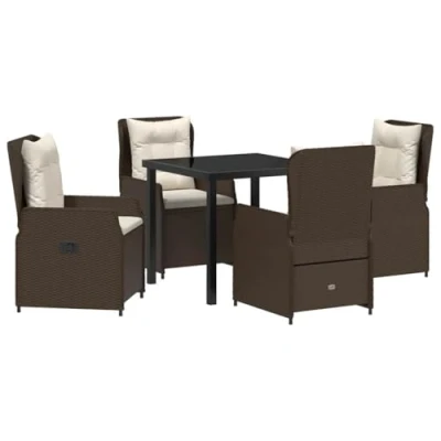 Afbeelding van vidaXL 5 delige Tuin Eetset Bruin Poly Rattan