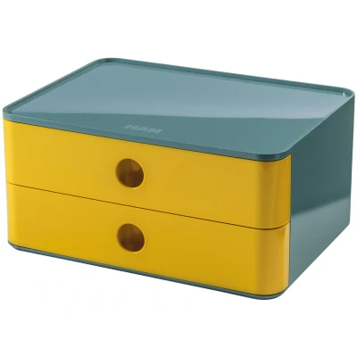 Afbeelding van Smart box Han Allison met 2 lades geel, stapelbaar