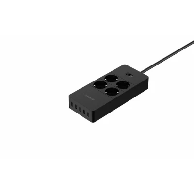 Afbeelding van Orico USB stekkerdoos met vier stopcontacten en vijf laadpoorten 4000W Zwart