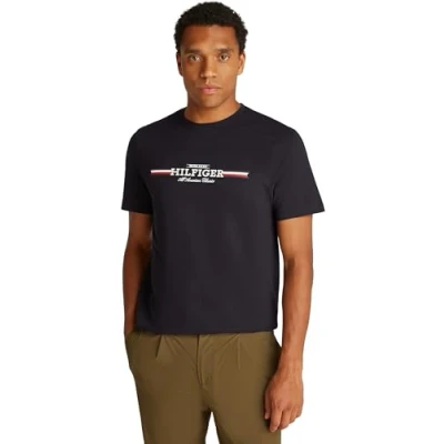 Afbeelding van Tommy Hilfiger Chest Stripe TEE Tshirt print, Heren, Maat: Small, Desert sky