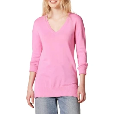 Afbeelding van Amazon Essentials Women&#039;s Lichtgewicht tuniektrui met lange mouwen en V hals (verkrijgbaar in grote maten), Roze, S