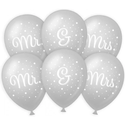 Afbeelding van Ballonnen Mr. &amp; Mrs. bruiloft 30cm 6 stuks