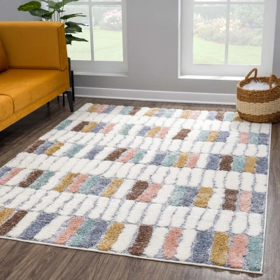 Afbeelding van Vloerkleed Focus Patty Hoogpolig Fluffy Scandinavisch Multikleur Creme Rechthoek Polypropyleen 80x150 cm