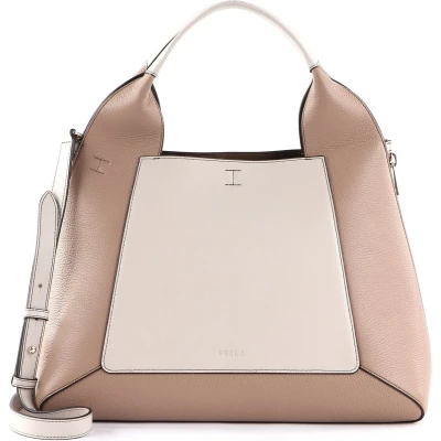 Afbeelding van FURLA Leren Schoudertas Handtas Gilda Tote Bag Perla e + Greige Salvia c Lichtbruin