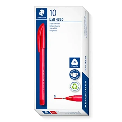 Afbeelding van STAEDTLER 4320 M 2 Stick Rainbow Balpen Rood (Doos van 10)