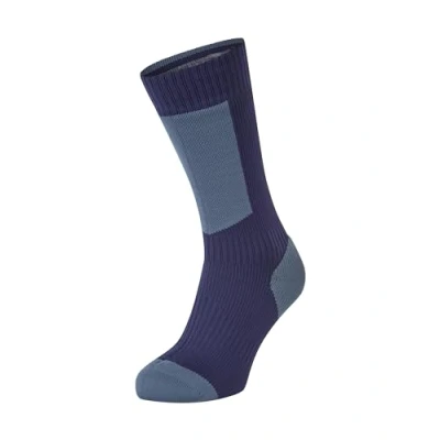 Afbeelding van SEALSKINZ waterdichte halflange sok met hydrostop voor koud weer, uniseks, marineblauw/rood, medium