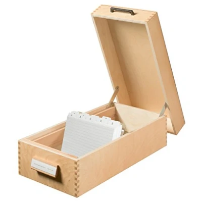 Afbeelding van HAN Houten kaartenbak voor 1500 DIN A6 dwars indexkaarten incl. 1 metalen bladsteun, met label en bodem, FSC gecertificeerd hout, hoogwaardige premium kwaliteit, 1006, natuurlijk hout
