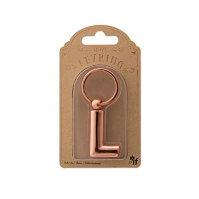 Afbeelding van if Sleutelhanger van metaal, personaliseerbaar, met letters roségoud L