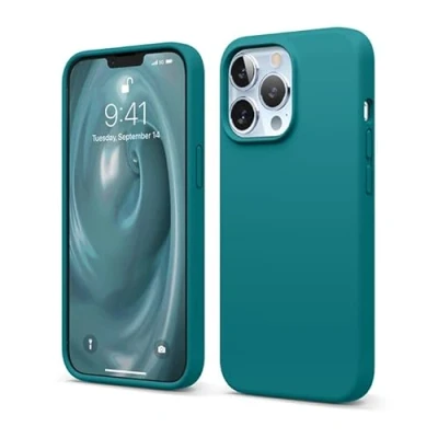 Afbeelding van elago Liquid Silicone Case Compatibel met iPhone 13 Pro Hoesje (6.1&quot;), Complete Full Body Beschermhoes Schokbestendig, Anti Kras Zachte Microfiber Voering (Donker Turkoois)