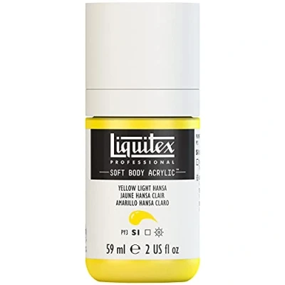 Afbeelding van Liquitex 1959411 Professional Acrylfarbe Soft Body Künstlerfarbe in cremiger deckender Konsistenz, hohe Pigmentierung, lichtecht &amp; alterungsbeständig, 59ml Flasche Hansagelb Hell
