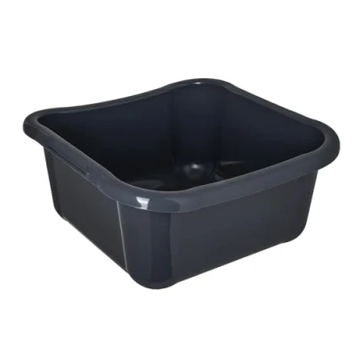 Afbeelding van KADAX Rechthoekige wasbak, robuuste waskom met comfortabele handgrepen, opbergcontainer, compacte reinigingsbak, kom (donkergrijs, 8 liter)