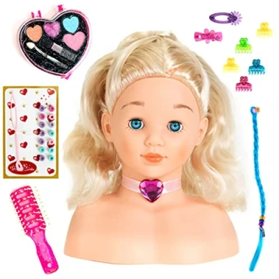 Afbeelding van Klein Toys Princess Coralie speelgoed make up en stylinghoofd &quot;Little Sophia&quot; 22 cm groot wasbaar met haarborstel, kam, haarclips dermatologisch geteste