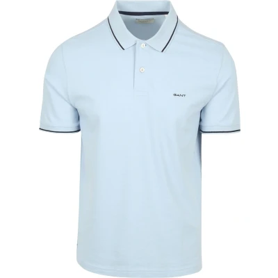Afbeelding van Gant Tipping Piqué Poloshirt Lichtblauw Maat 4XL Heren