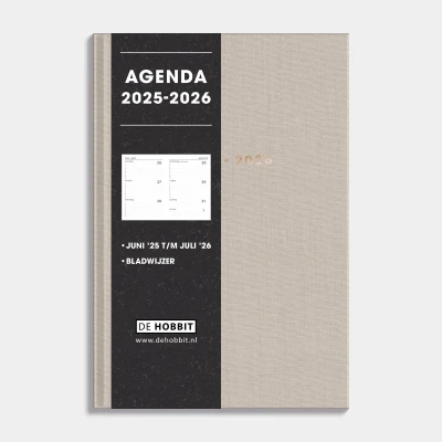 Afbeelding van Hobbit Luxe Schoolagenda 2025 2026 1 week op 2 pagina&#039;s Harde kaft A5 (14 x 20,5 cm) Linnen