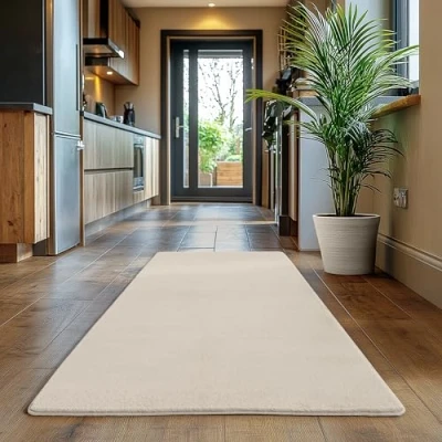 Afbeelding van SIMPEX Loper Tapijt Ivoor 80x150 cm Antislip, Wasbaar en Zacht, Modern Effen Design voor Slaapkamer, Keuken, Gang Woonkamer, Ideaal elke Ruimte
