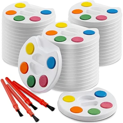 Afbeelding van Mini Aquarelverf Set voor Kinderen Bulkverpakking van 24 5 Aquarelverven, Paletbakje en Kwast, Kunstcadeaus, Kinderprijzen, Sokkenvullers Verffeestbenodigdheden
