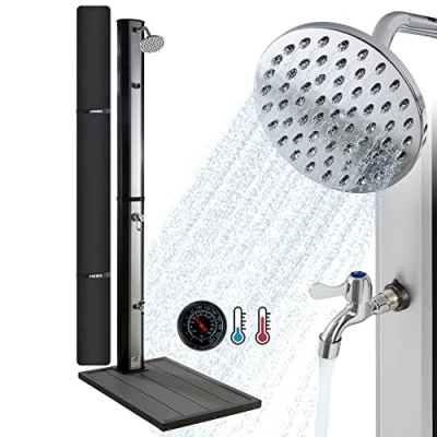 Afbeelding van AREBOS Tuindouche met Bodemplaat Solar Douche thermometer Buitendouche Zonneenergie 35L
