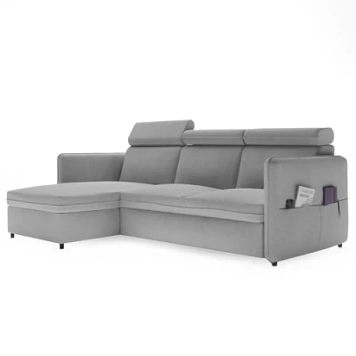 Afbeelding van GREKPOL Sofa met slaapfunctie, 160 x 220 cm, lichtgrijs hoekbank slaapfunctie en bedlade, 3 zits, slaapbank Soro weefsel