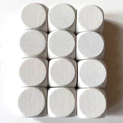 Afbeelding van Spieltz Blanco houten dobbelstenen voor bordspellen, wit, Made in Germany, 12 stuks