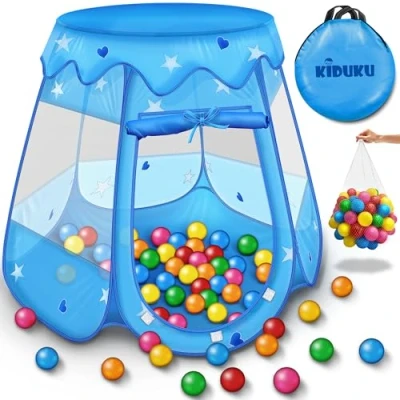 Afbeelding van Kinderspeeltent met 100 ballen voor binnen en buiten inclusief draagtas Blauw