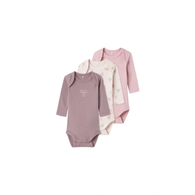 Afbeelding van NAME IT BABY romper NBFBODY set van 3 mauve/roze/ecru