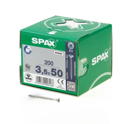 Afbeelding van Spax Spaanplaatschroef platverzonken kop verzinkt pozidriv 3.5x50mm (per 200 stuks)