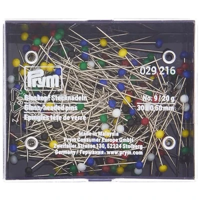 Afbeelding van Prym Geassorteerd Zilver (0.60 x 30mm) Glas Hoofd Spelden 1x20g