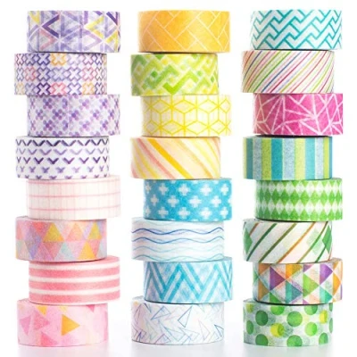 Afbeelding van YUBBAEX Washi tape Pastel decoratieve voor doe het zelf, knutselen, cadeauverpakking, plakboek benodigdheden (mini grafische 24 rollen)