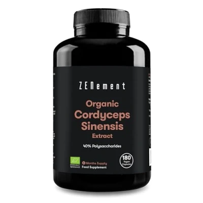 Afbeelding van Biologisch Cordyceps Sinensis Extract, 40% Polysacchariden, 180 Capsules Bio, Veganistisch, Glutenvrij, Zonder Additieven, GGO Vrij Zenement