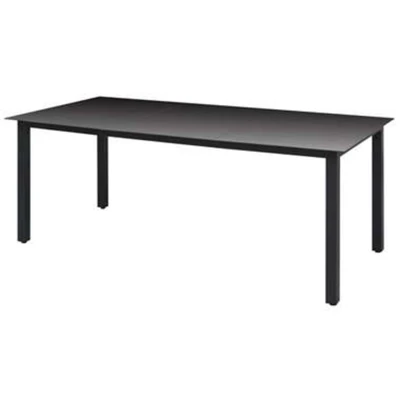 Afbeelding van Tuintafel 190x90x74 cm aluminium en glas zwart