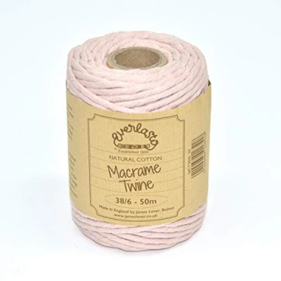 Afbeelding van 50M Spoelen Everlasto Single Twist Zacht Katoen Gekleurd Macrame Craft Twine 38/6 (4mm ongeveer) (kers)