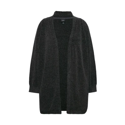 Afbeelding van Ulla Popken Chenille OPEN VORM Vest, Dames, Maat: 42/44, Graphite gray
