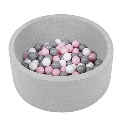 Afbeelding van Selonis Soft Ball Pit Pool 70X30cm/150 Ballen Rond Voor Baby Peuter Schuim, Lichtgrijs: Wit/Grijs/Poeder Roze