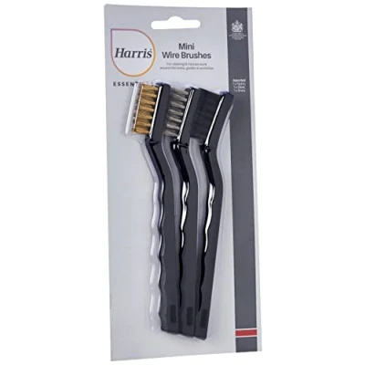 Afbeelding van Harris Essentials Mini draadborstel 3 stuks, nylon, staal en messing