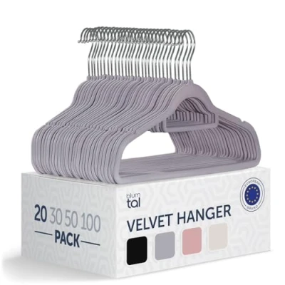 Afbeelding van Blumtal Kledinghangers Velvet Fluweel Grijs Set van 20