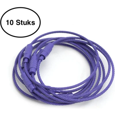 Afbeelding van Staaldraad sleutelring 15 cm Sleutelhanger Split ring centimeter 10 stuks Paars