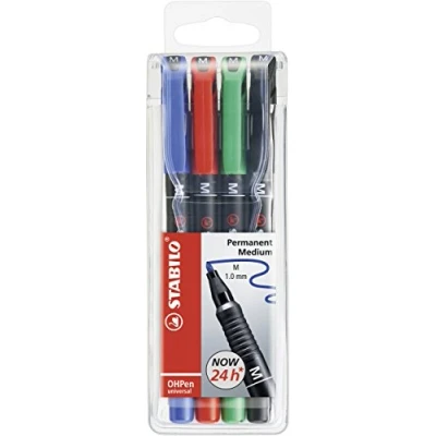 Afbeelding van VILTSTIFT STABILO OHP M843 ROND 1MM 4ST ASS