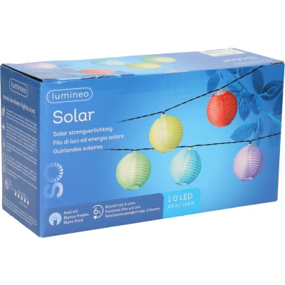 Afbeelding van Solar lampion tuinverlichting/feestverlichting gekleurd 4.5m Lichtsnoeren