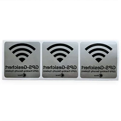 Afbeelding van iSecur Hin_ 499 Stickerset, 3 delige set, GPS beveiligd, 6 x cm, alarmbeveiligd, binnenklevend