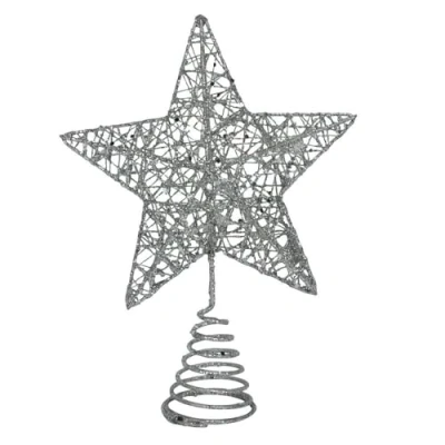 Afbeelding van Gisela Graham Zilverkleur Glitter Mesh Boom Top Ster 20cm