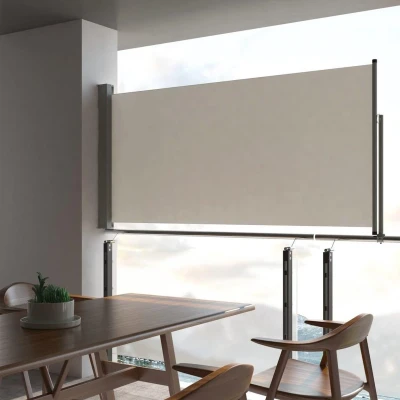 Afbeelding van vidaXL Tuinscherm uittrekbaar 120x300 cm crèmekleurig