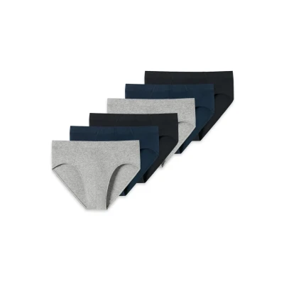 Afbeelding van Schiesser 6 PACK Slip, Heren, Maat: Medium, Grau blau schwarz