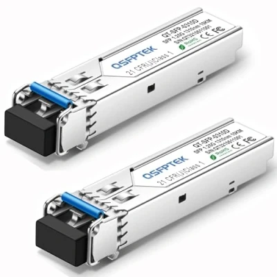 Afbeelding van QSFPTEK 2 stuks 1000BASE LX/LH Gigabit SFP module, 1310nm, 10km, DDM, Single Mode LC Mini GBIC Transceiver voor Cisco GLC LH SMD/GLC LX SM RGD, Ubiquiti UF 1G, Netgear, Mikrotik, Supermicro